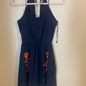 Blue floral embroidered dress